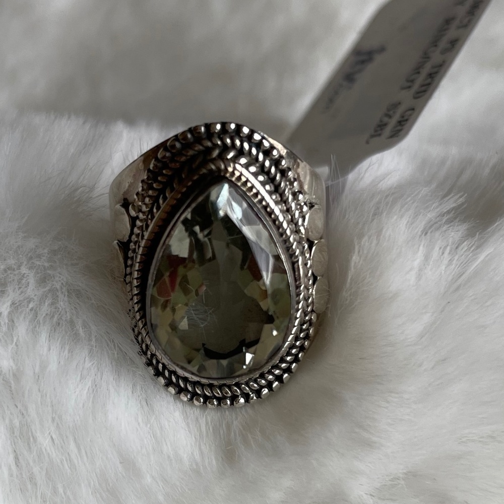 Green Prasiolite Sterling Silver Ring 5:00 ct  NWT size 5